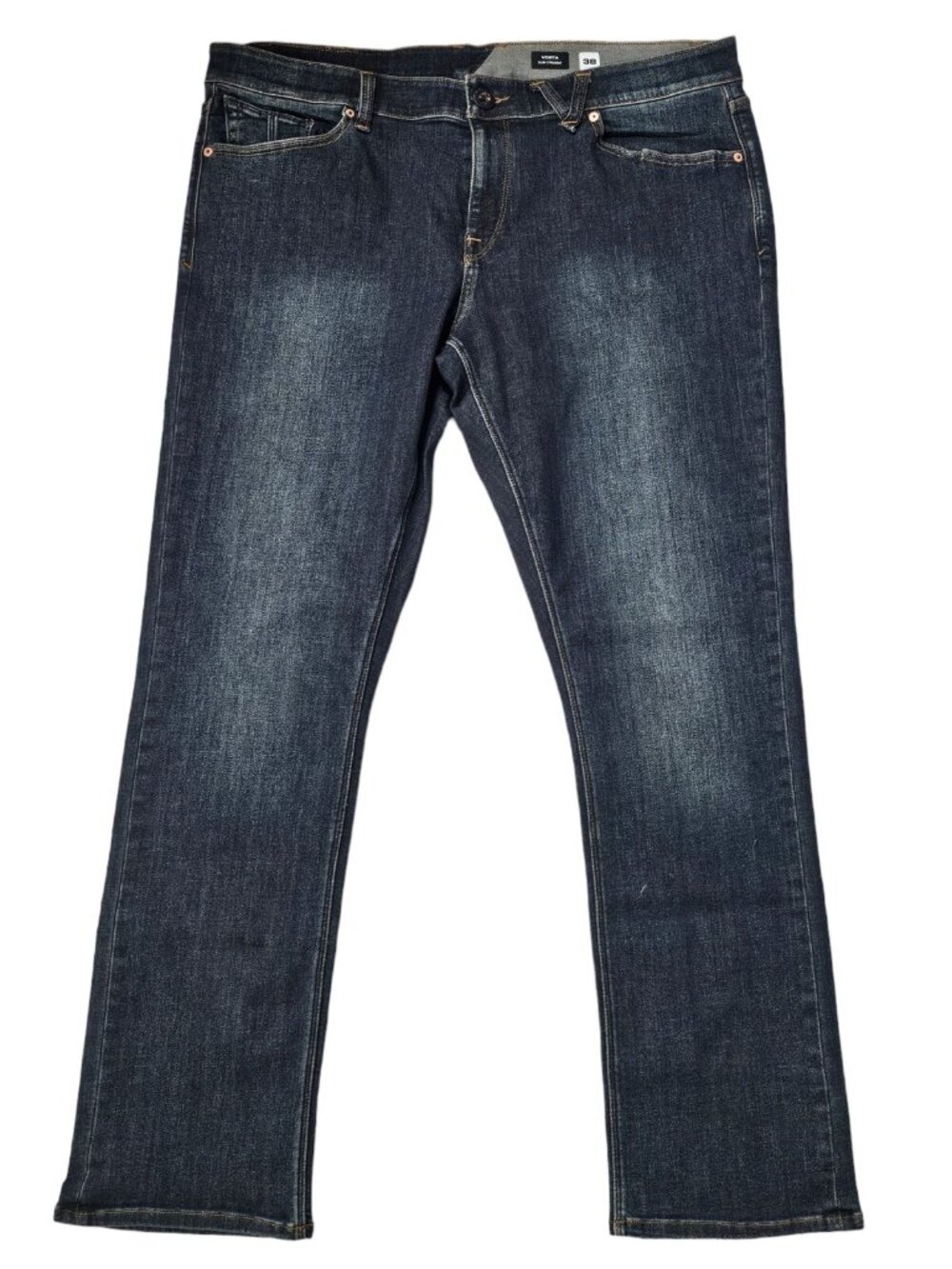 Volcom Mens Vorta Stretch Slim Fit Denim Jeans Size 38x32 Blue Dark Wash